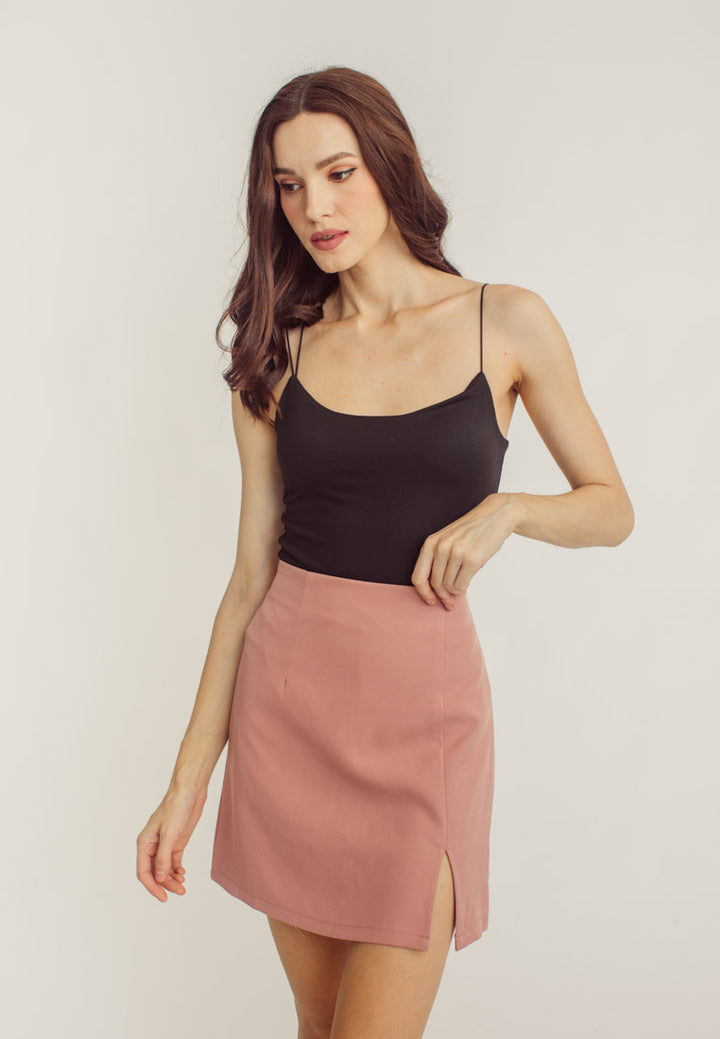 Cleo Pink Side Slit Mini Skirt