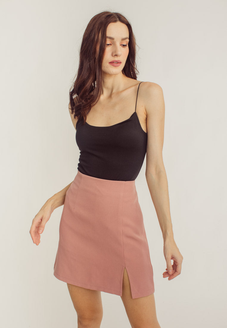 Cleo Pink Side Slit Mini Skirt