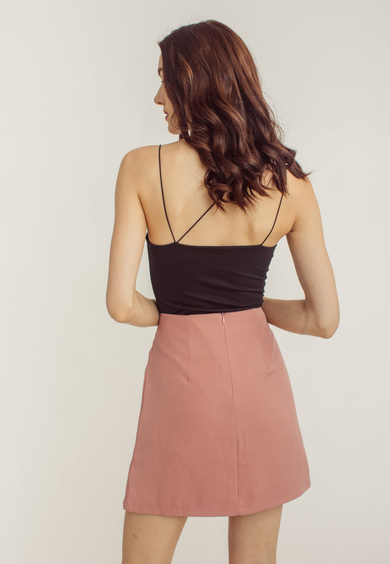 Cleo Pink Side Slit Mini Skirt