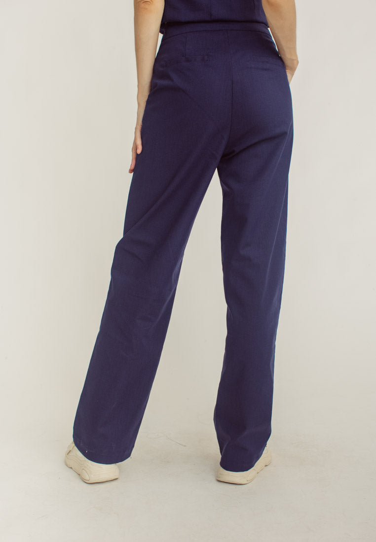 Leon Navy Blue High Rise Straight Cut Trouser