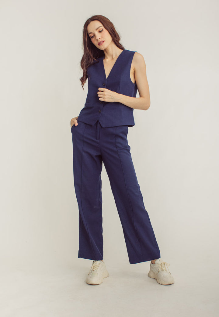 Belgium Navy Blue V Neck Suit Vest
