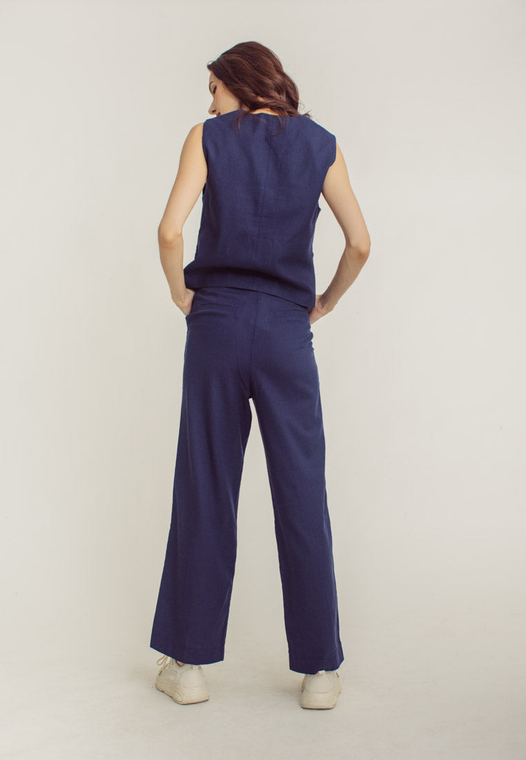 Belgium Navy Blue V Neck Suit Vest
