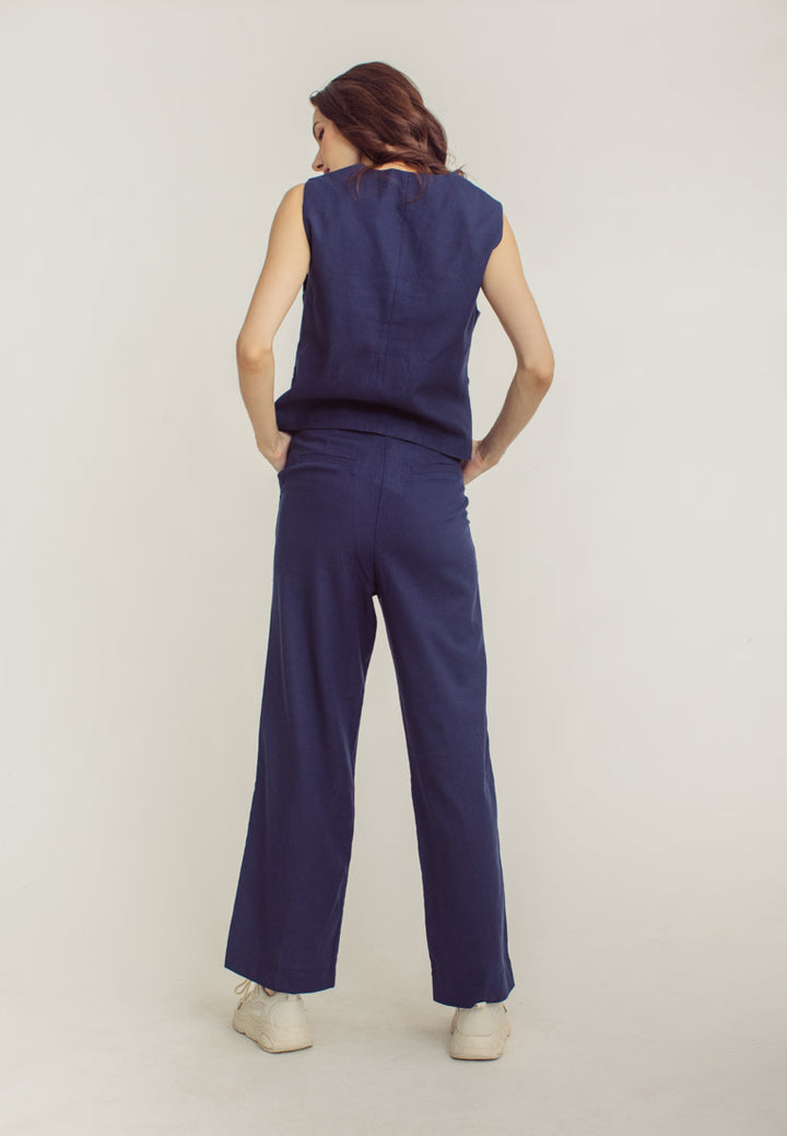 Belgium Navy Blue V Neck Suit Vest