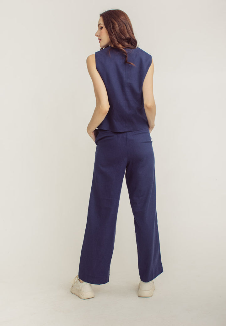 Belgium Navy Blue V Neck Suit Vest