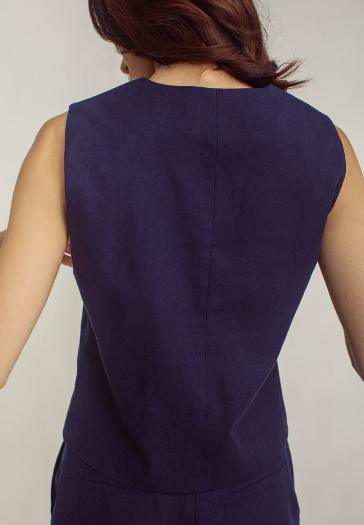 Belgium Navy Blue V Neck Suit Vest