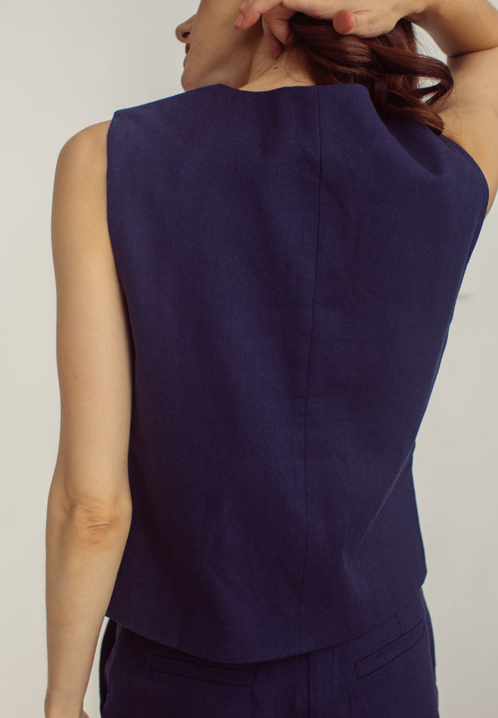 Belgium Navy Blue V Neck Suit Vest