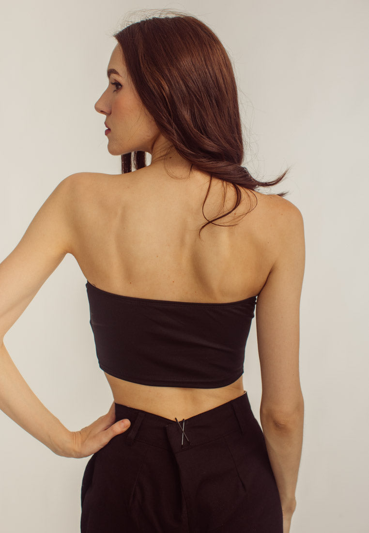 Kya Black Strapless Tube Crop Top