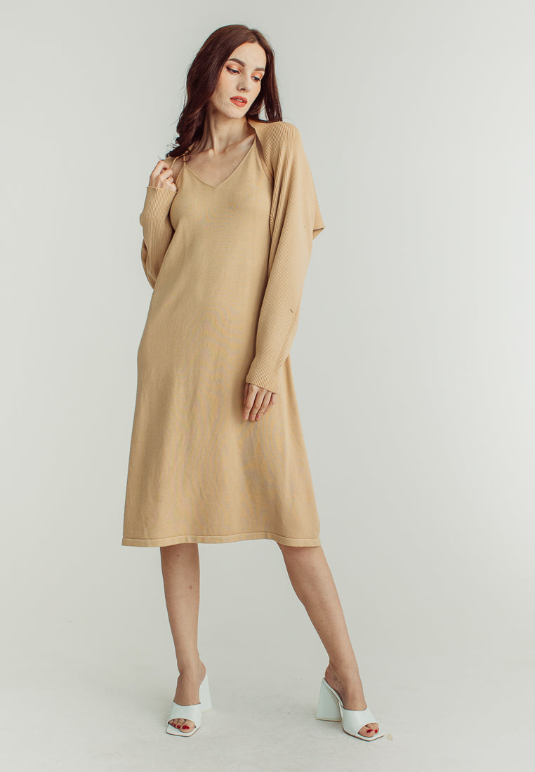 Mandy Brown long Sleeve Cardigans Knitted Top