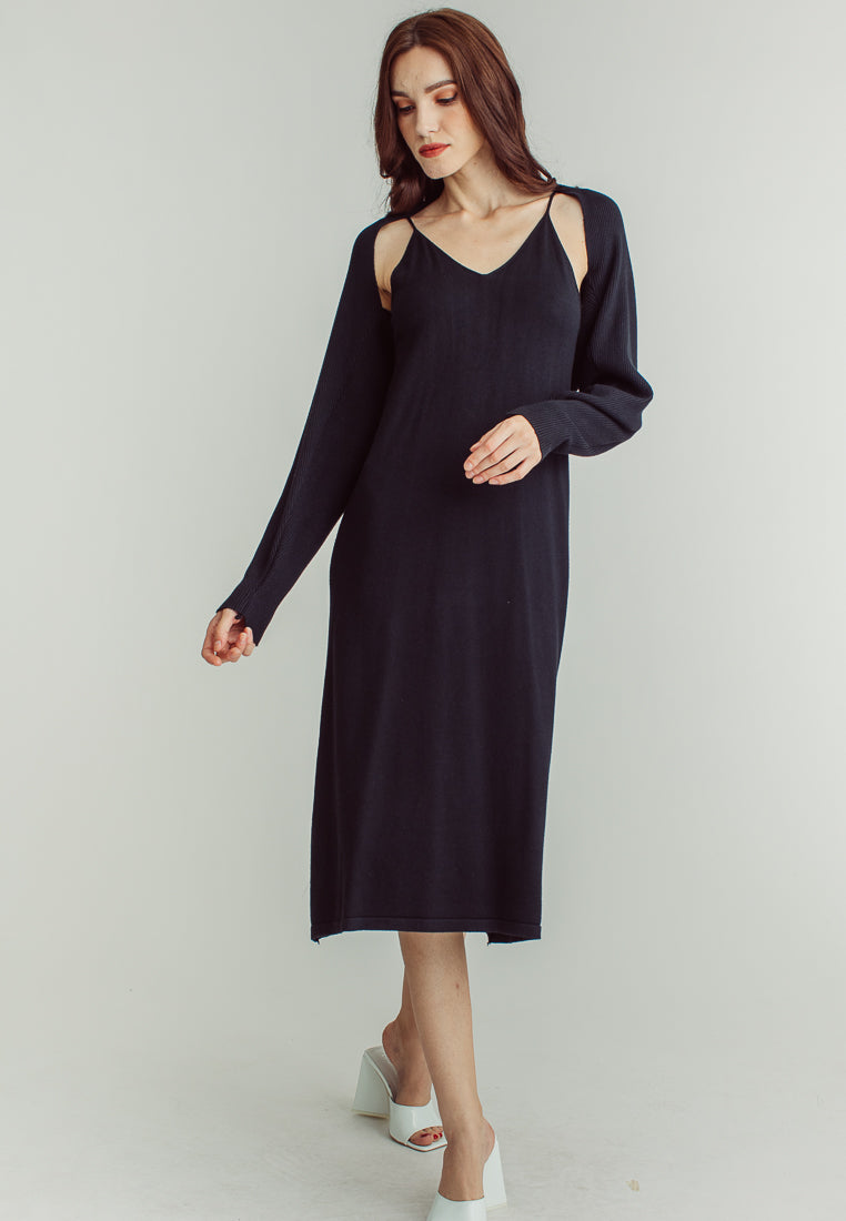 Mandy Black long Sleeve Cardigans Knitted Top