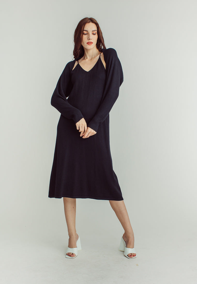 Mandy Black long Sleeve Cardigans Knitted Top
