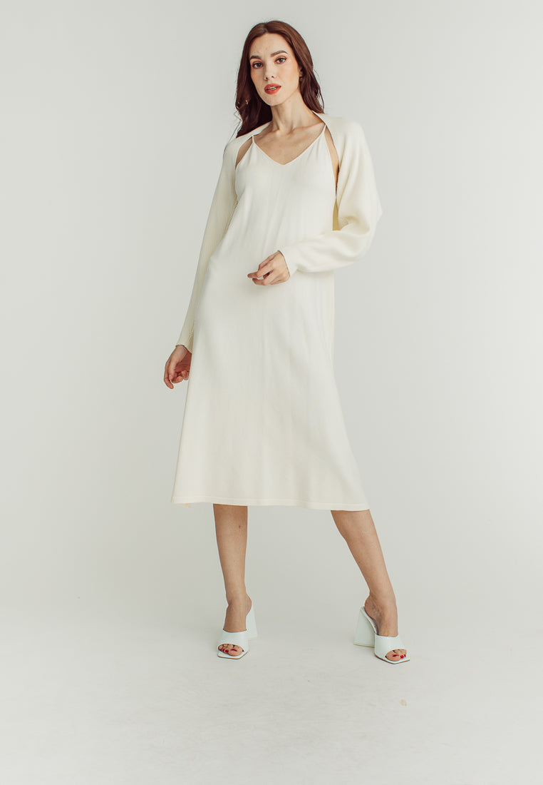 Mandy White long Sleeve Cardigans Knitted Top
