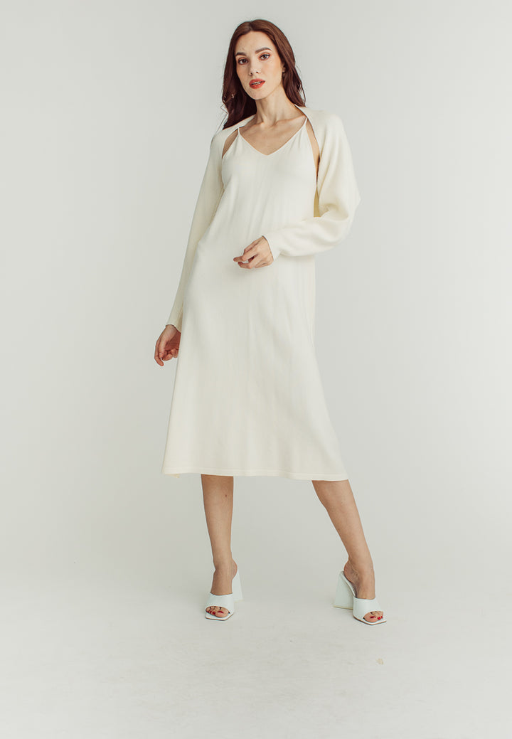 Mandy White long Sleeve Cardigans Knitted Top