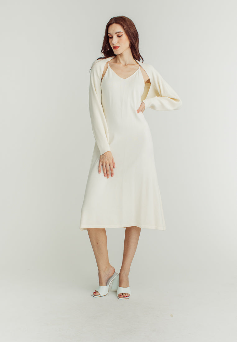 Mandy White long Sleeve Cardigans Knitted Top