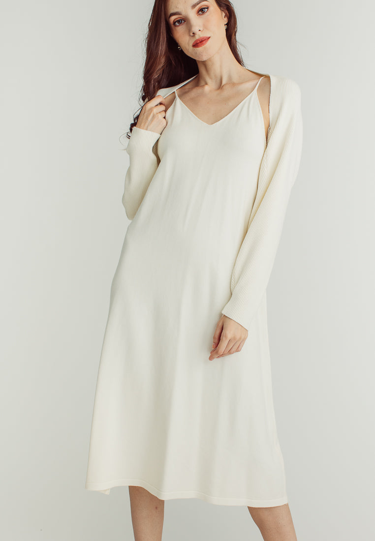 Mandy White long Sleeve Cardigans Knitted Top