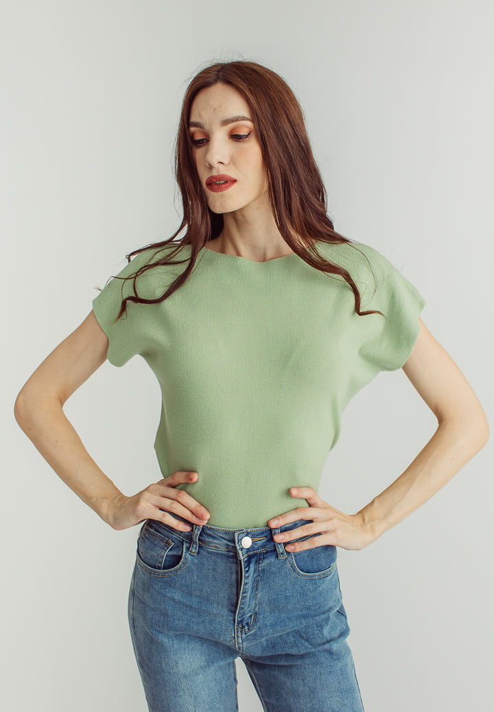 Honey Green Round Neck Knitted Sleeveless Top