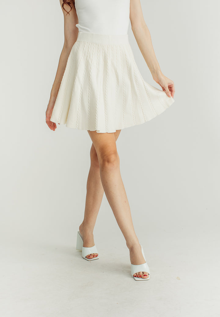 Zeny Beige Knitted Mini Skirt