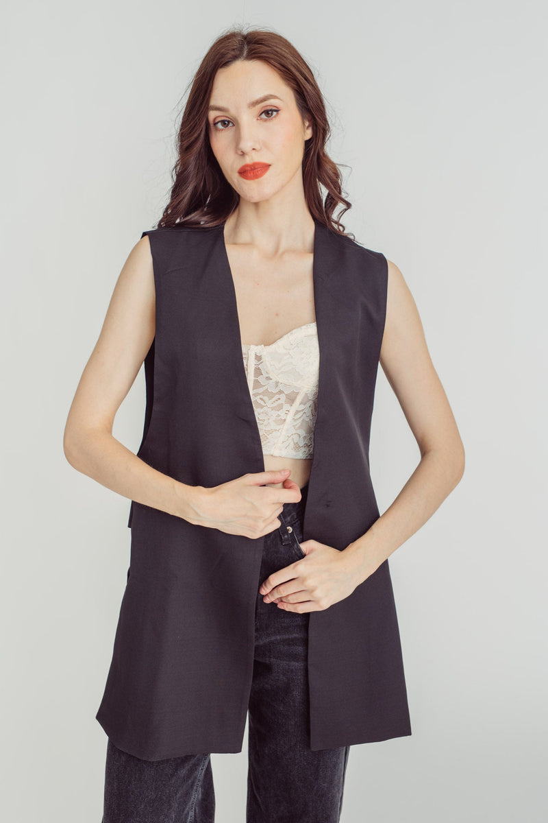 Dior Black V Neck Single Button Sleeveless Vest Top