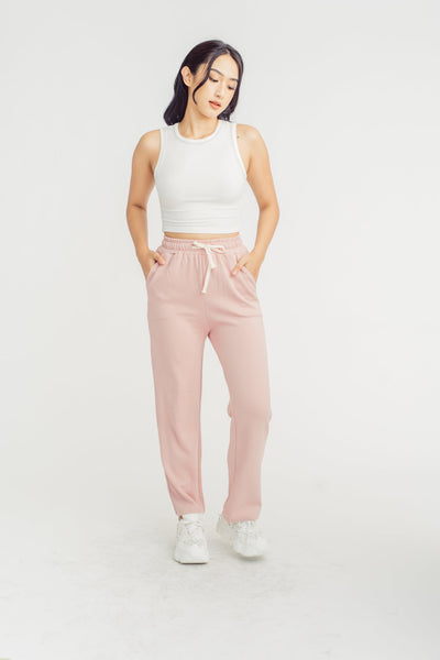 Hanson Pink Drawstring Elastic Waist Straight Cut Sweatpants