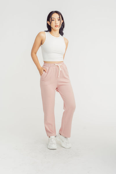 Hanson Pink Drawstring Elastic Waist Straight Cut Sweatpants