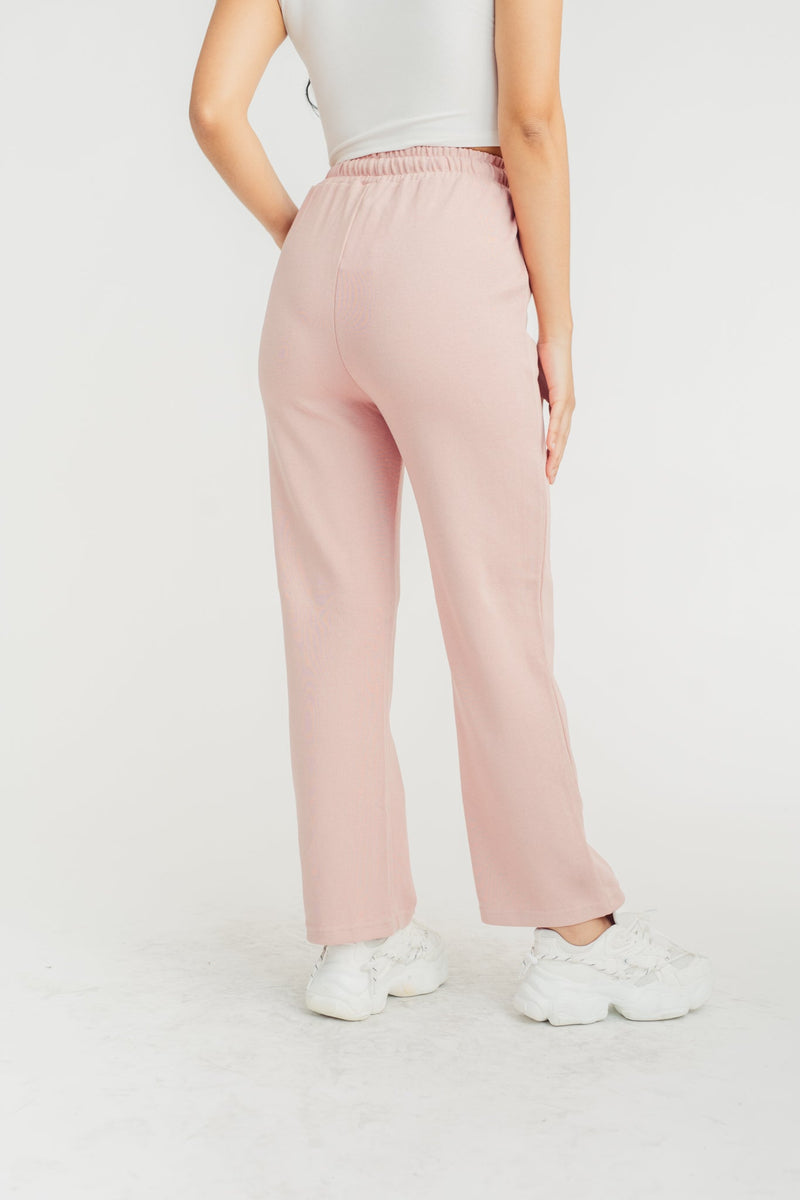 Hanson Pink Drawstring Elastic Waist Straight Cut Sweatpants