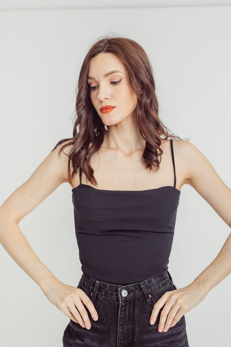 Ember Black Sweetheart Cowl Neck Sleeveless Bodysuit