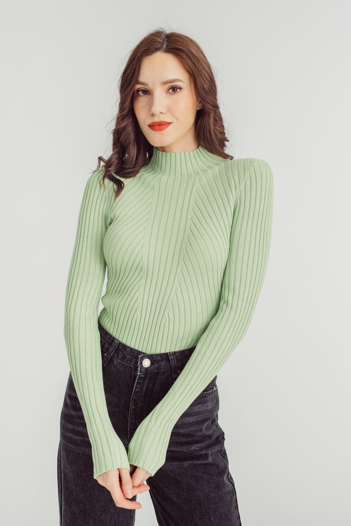 Grace Sage Knitted Turtle Neck Long Sleeves Bodysuit