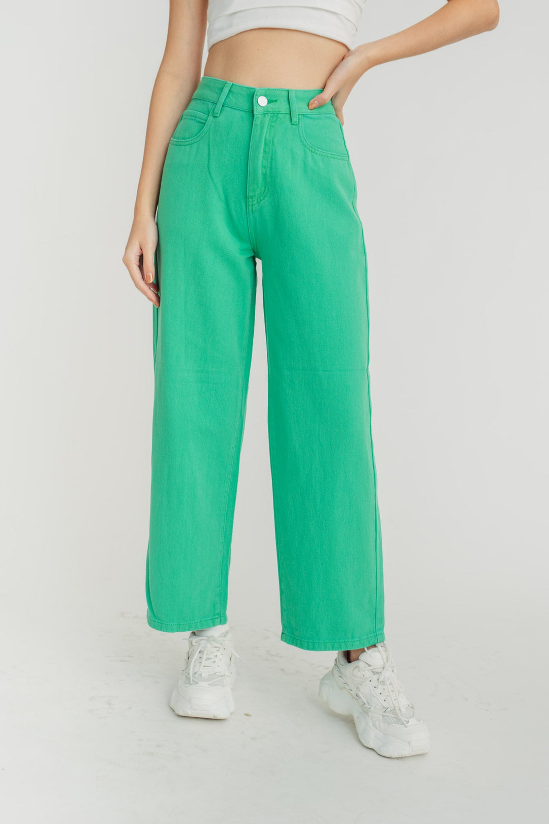 Nathan Green Zipper Fly Straight Cut Denim Pants