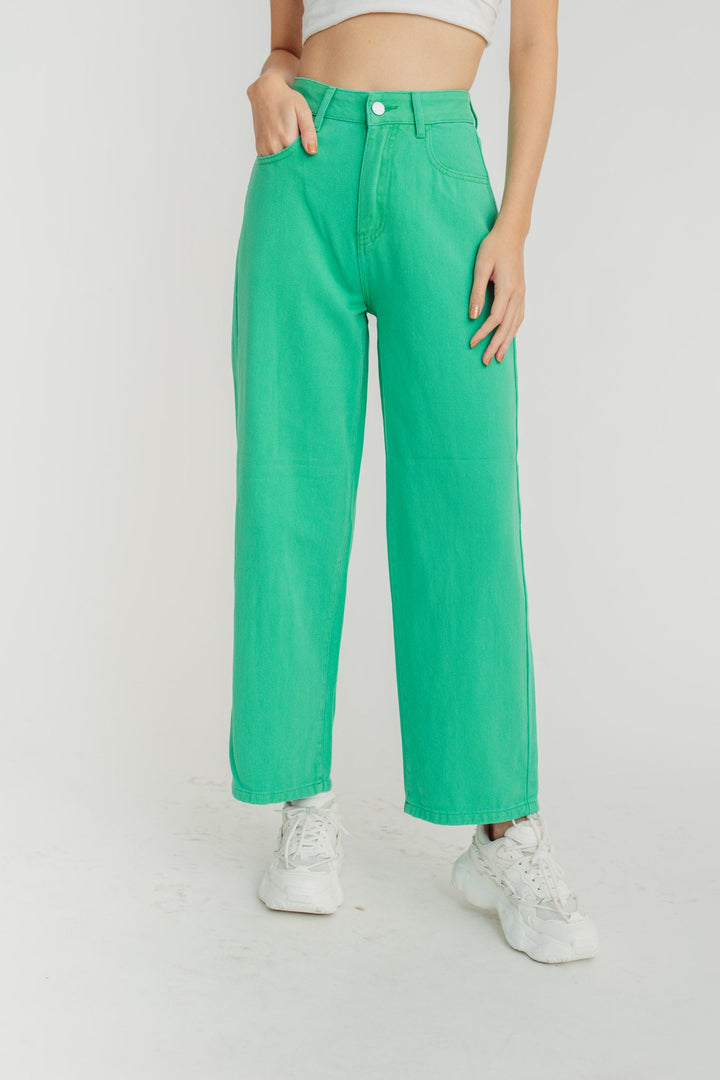Nathan Green Zipper Fly Straight Cut Denim Pants