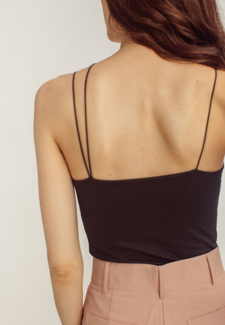 Lela Black Thin Multi-Strap Sleeveless Bodysuit