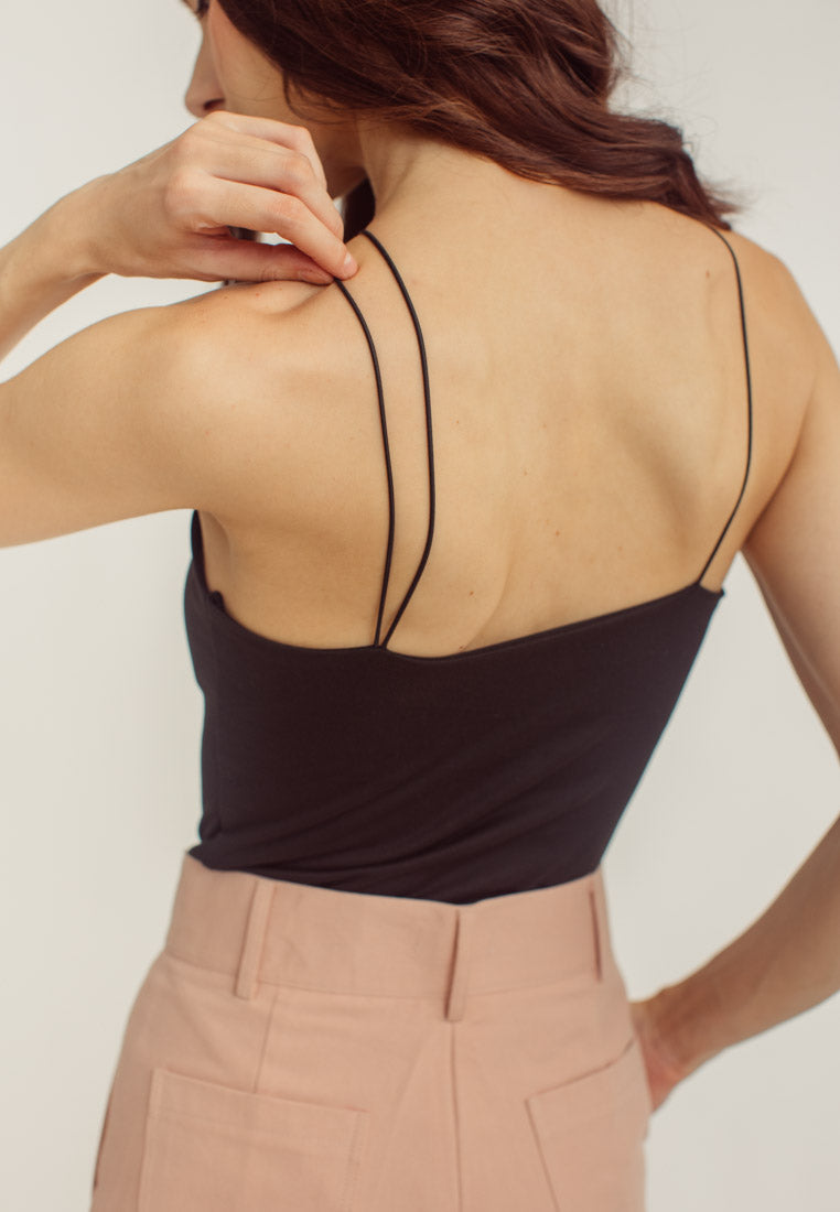 Lela Black Thin Multi-Strap Sleeveless Bodysuit