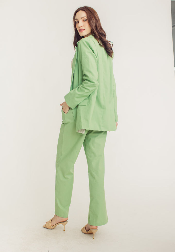 Dennis Apple Green Wide Leg Drawstring Garter Waist Pants