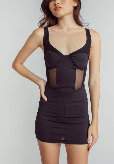 Dewey Black Sweetheart Neckline Sleeveless Lined Mini Dress