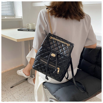 Pink Quilted Backpack with Chain