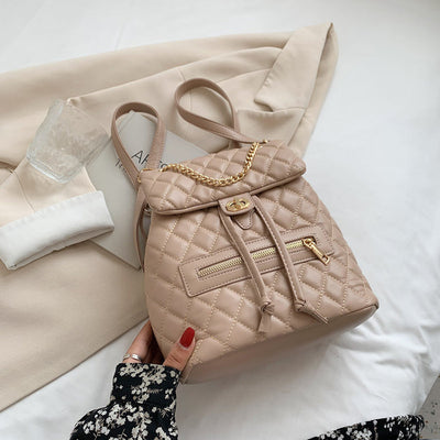 Pink Quilted Backpack with Chain