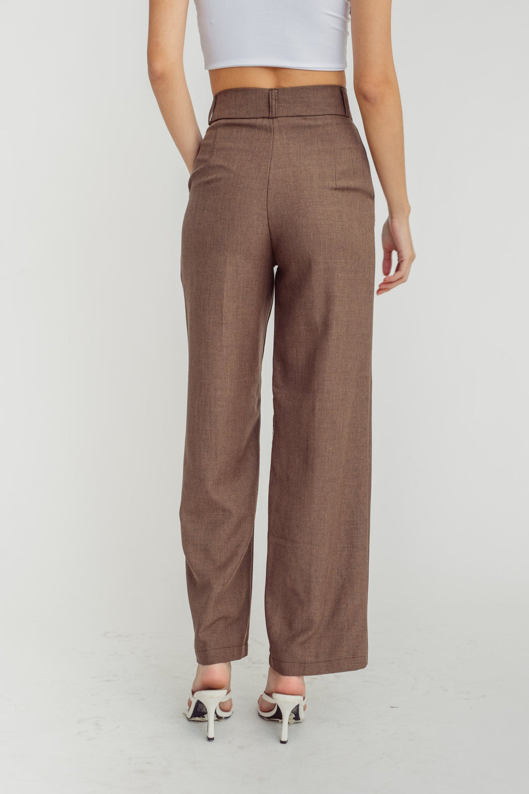 Jaro Brown Zipper Fly Straight Cut Trouser with Side Pockets and Belt Loop