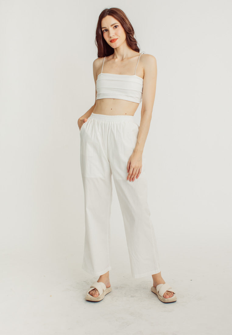 Murray White Sleeveless Top and Elastic Waist Straight Cut Culottes Set