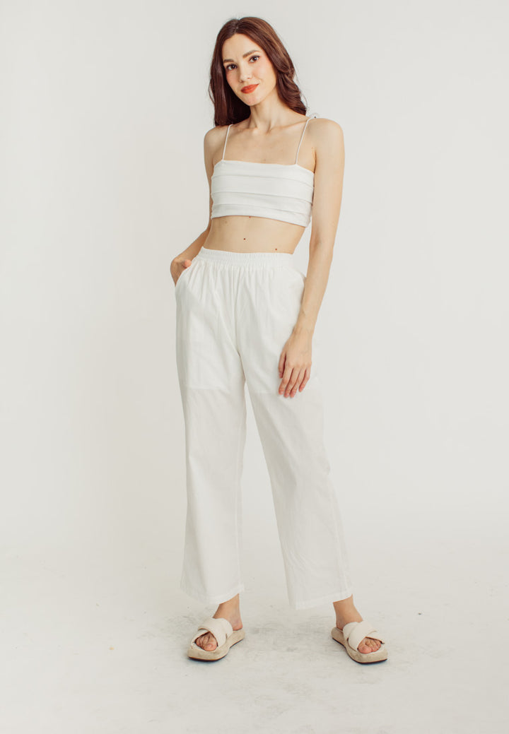 Murray White Sleeveless Top and Elastic Waist Straight Cut Culottes Set