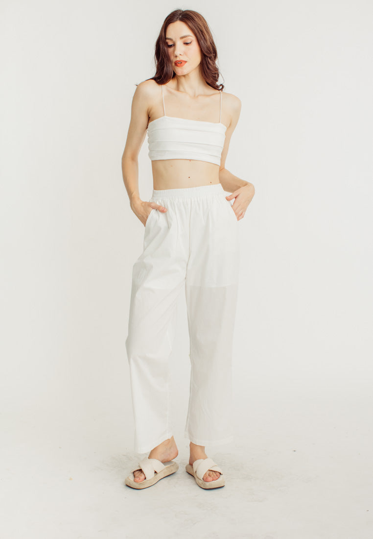 Murray White Sleeveless Top and Elastic Waist Straight Cut Culottes Set