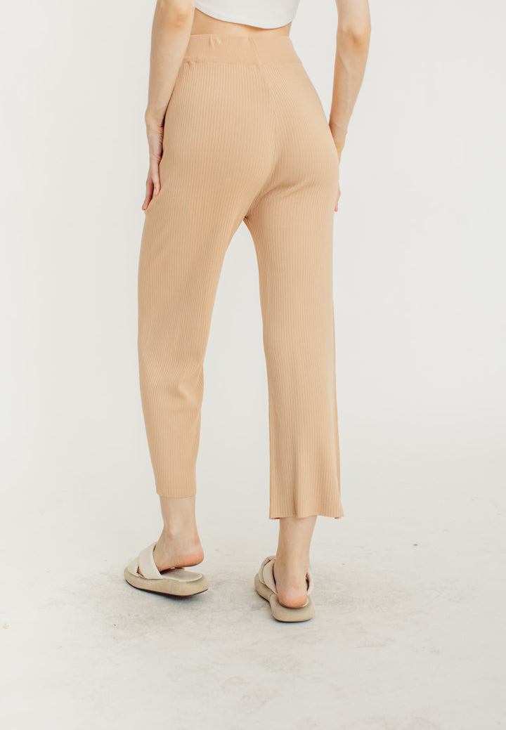 Tucker Khaki Knitted Drawstring Elastic Waist Culottes