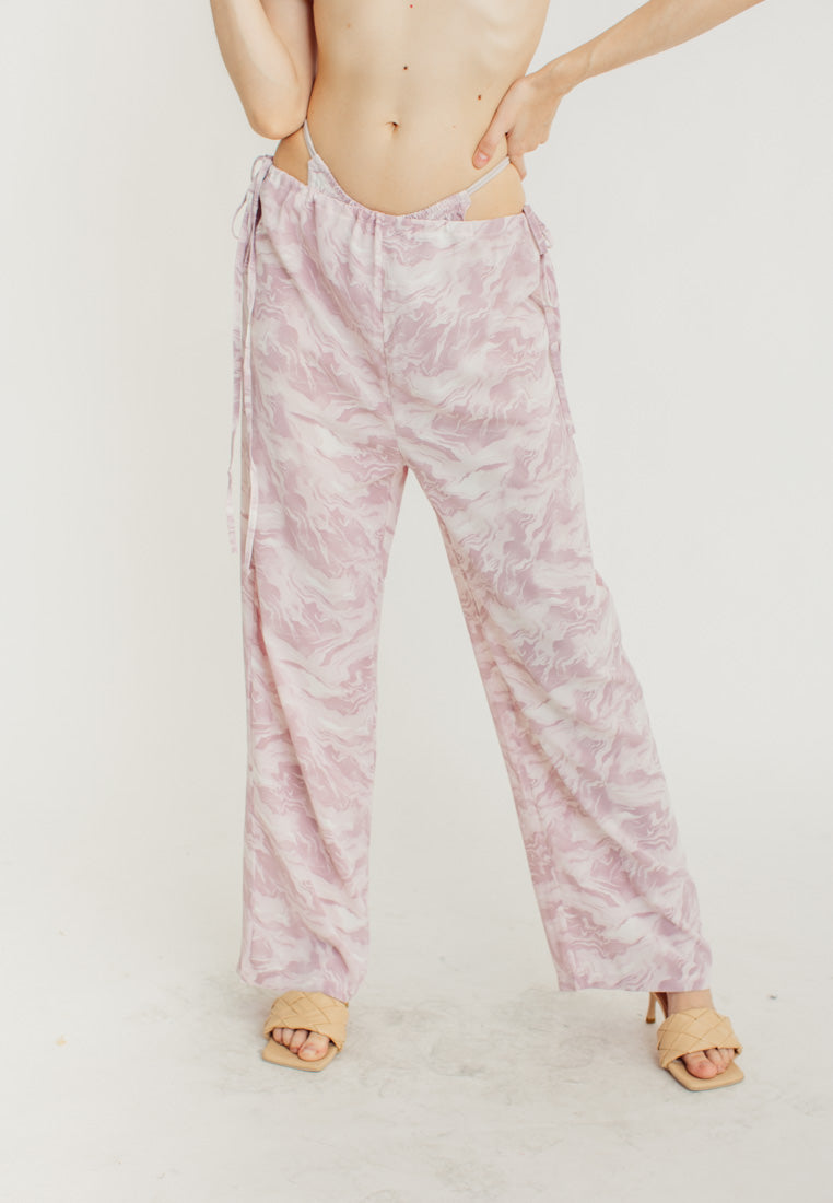 Sweeney Purple Abstract Print Padded Bra and Straight Cut Culottes Set