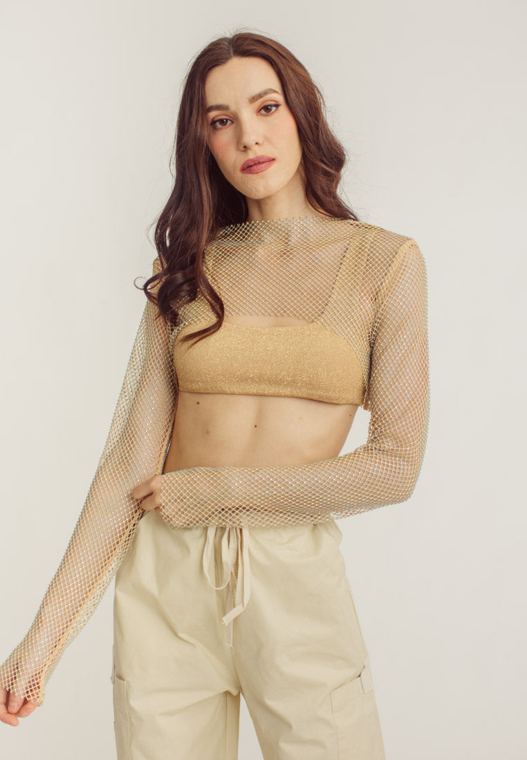Coral Beige Square Neck Sleeveless Wide Strap Crop Top