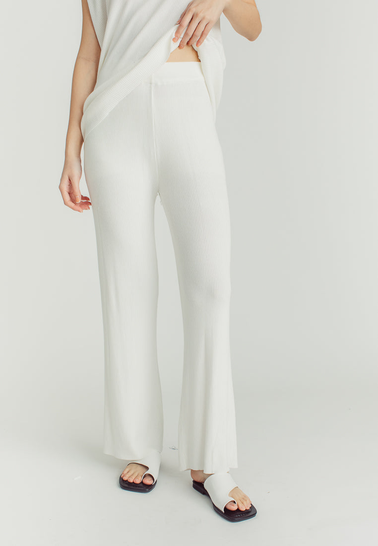 Jean White Round Neckline Sleeveless Top and Straight Cut Culottes Set