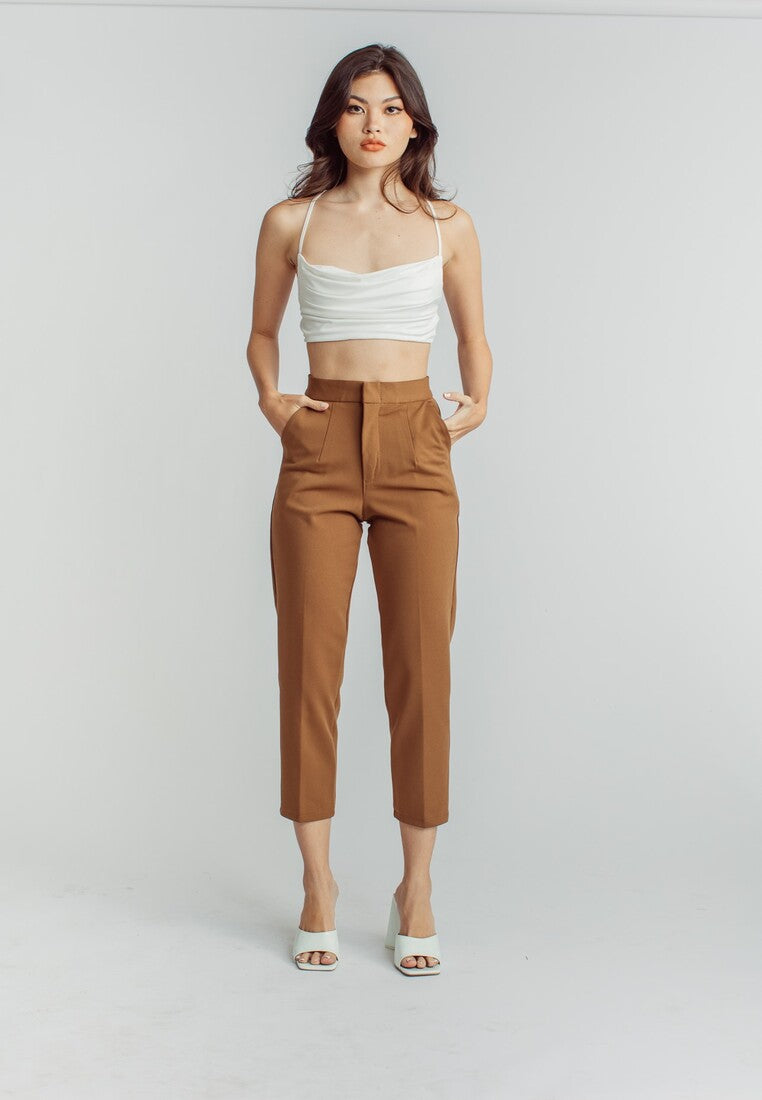 Sachi Brown Pencil Cut with Side Pocket Pants
