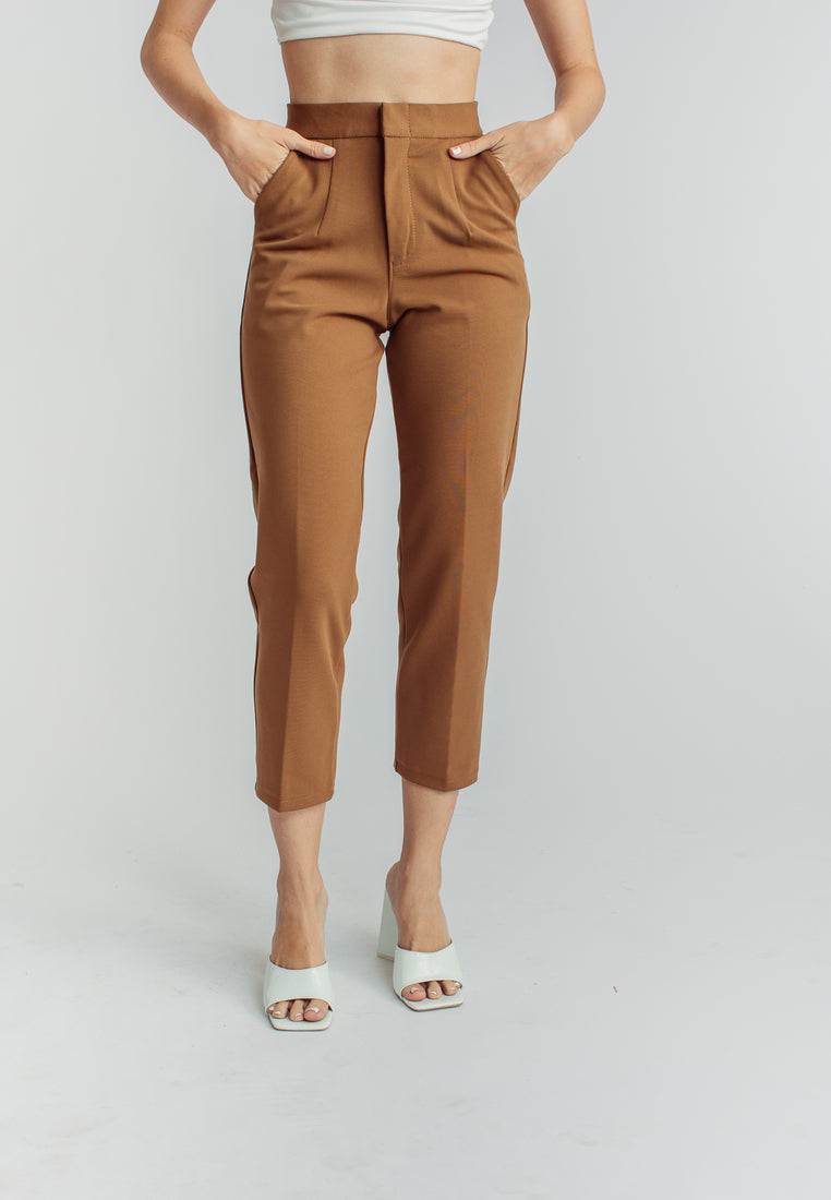 Sachi Brown Pencil Cut with Side Pocket Pants