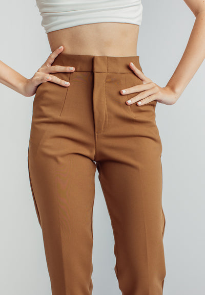 Sachi Brown Pencil Cut with Side Pocket Pants