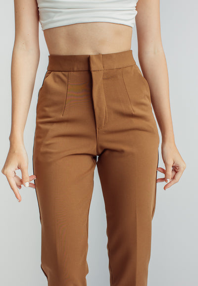 Sachi Brown Pencil Cut with Side Pocket Pants
