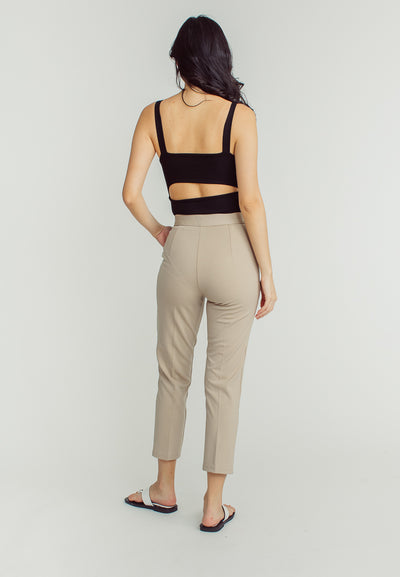 Sachi Beige Pencil Cut with Side Pocket Pants