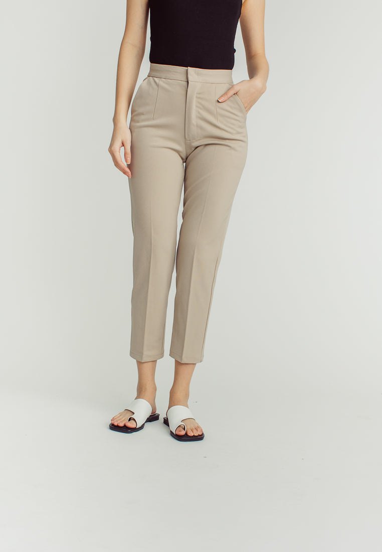 Sachi Beige Pencil Cut with Side Pocket Pants