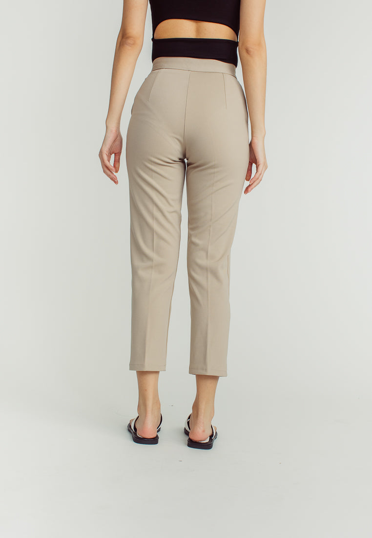 Sachi Beige Pencil Cut with Side Pocket Pants
