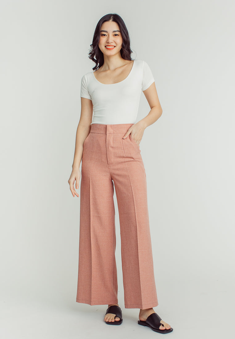 Achie  Pink Straight Cut Trouser Pants